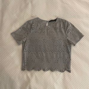 Zara Cropped Eyelet Lace Blouse